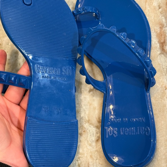 Women’s CARMEN SOL plastic studded blue Maria flat jelly sandals- Size 11 - Picture 5 of 6